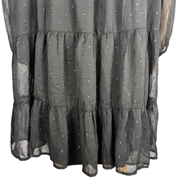 Always Indigo Tiered Mini Dress Women’s Plus Size 1X Black Mesh Printed - Picture 10 of 14